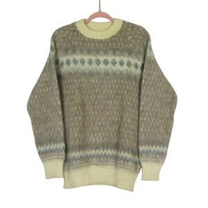 Men's Crewneck Sweater in Beige with Ivory Trim